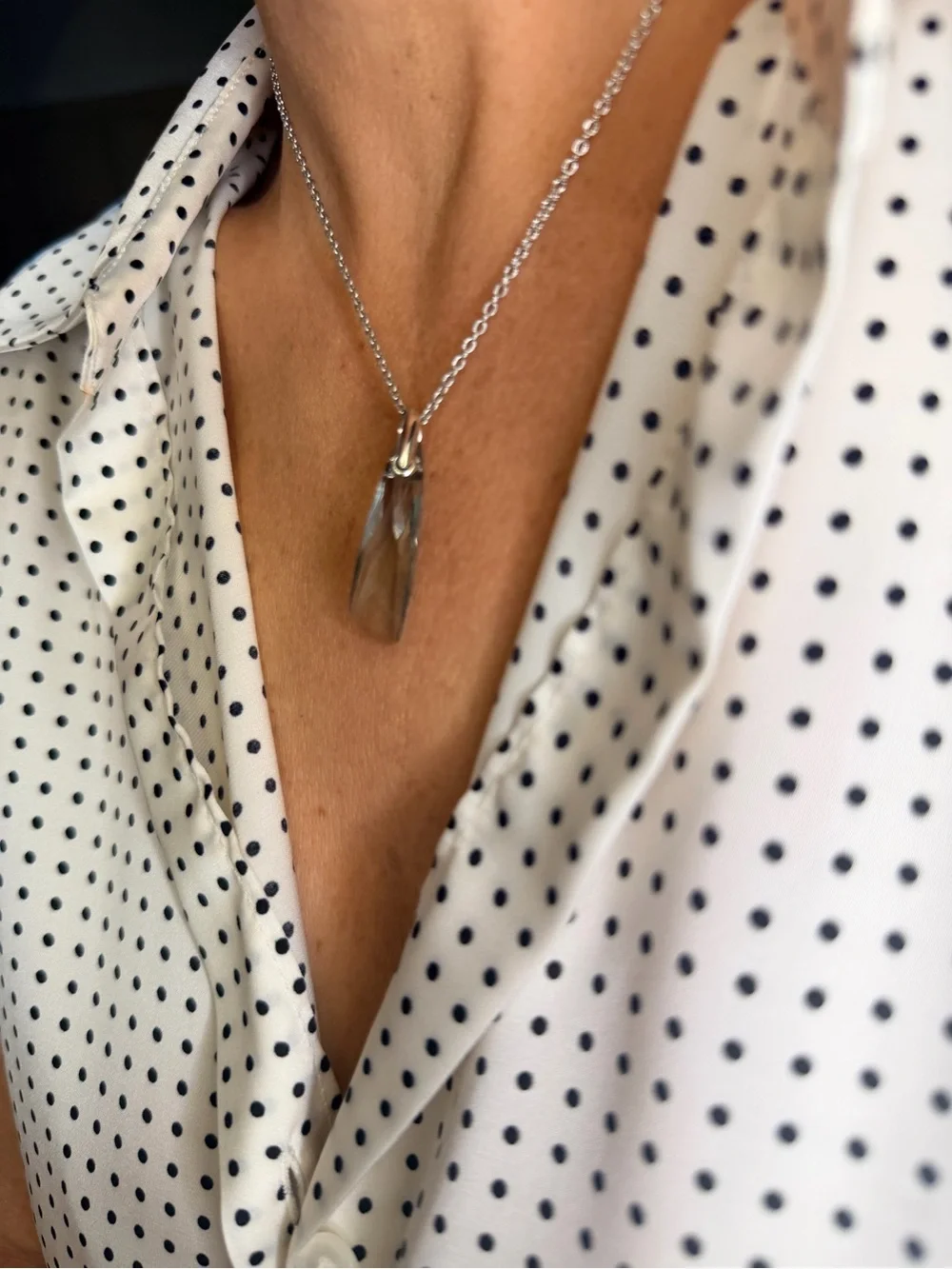 Swarovski Clear Crystal Faceted Pendant Necklace with Silver Chain